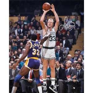 Larry Bird Boston Celtics   Shooting Over Magic   16x20 Autographed 
