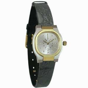  Ladies Bi Color Quartz Braille Watch with Leather Band 