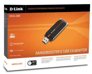 NEW D Link WUA 2340 Rangebooster Wireless G USB Adapter 00790069288487 