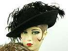 VINTAGE HAT JACK MCCONNELL BLACK MUSKETEER FEATHER HAT RED FEATH ORIG 