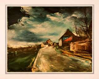 1941 Photolithograph Turning Road Maurice de Vlaminck Street Road Art 