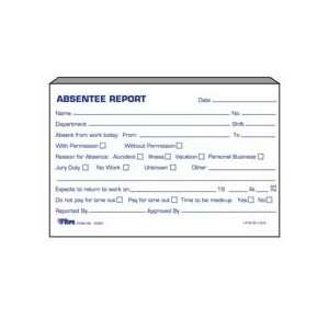   absences to the payroll department for pay adjustment. Report form is