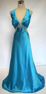NWT TERANI $560 Turquoise Womens Prom Evening Gown 14  