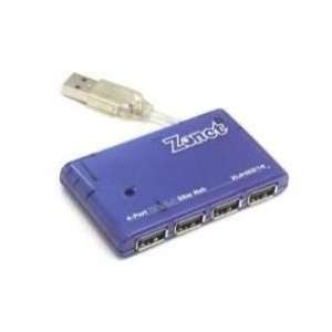 Zonet USB Hub USB2.0 Slim 4 Port 1.5/12/480Mbps W/Power 