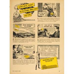 1948 Ad Western Union Telegrams Scrap Metal Business   Original Print 