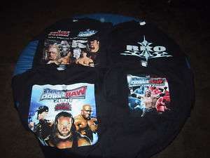 LOT 4 WWE Authentic T shirt SHIRTS,SMACK DOWN VS RAW  