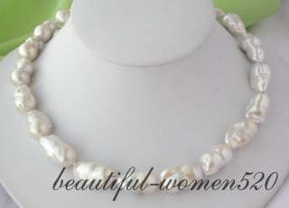 huge 17 27mm white baroque keshi reborn pearl necklace  