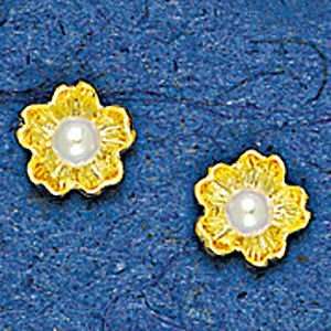  Mark Edwards 14K Gold Budding Flower Earring with 4MM 