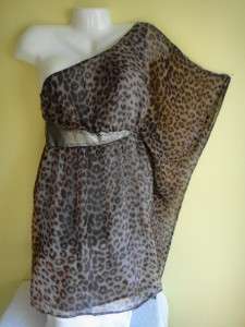2b Bebe NEW Maggie One Shoulder Kimono Metallic Leopard DRESS Tunic 