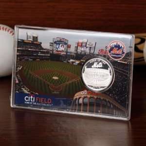  MLB New York Mets citi Field Silver Plate Coin Card 