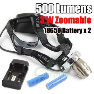 New 500 LM 3Mode Cree Q5 LED Waterproof Zoomable Zoom Headlamp Bike 