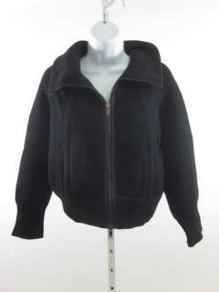DKNY Black Wool Knit Zippered Cardigan Sweater Sz M  