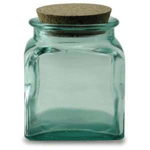  Recycled Green Glass Square Jar   32 oz.