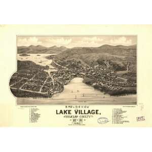  1883 Birds eye map of Lake Village, New Hampshire