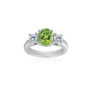  0.10 Cts Diamond & 2.00 Cts Peridot Classic Three Stone 