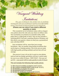 100 WEDDING INVITATIONS VINE PATTERN W/ YOUR PHOTO  