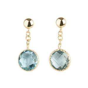  Made in Italy 14k gold .75 hanging earring wih blue topaz 