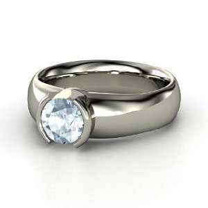  Adira Ring, Round Aquamarine Sterling Silver Ring Jewelry