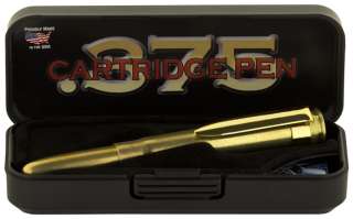 Fisher 375 Bullet Space Pen w / Gold Clip in an actual .375 H&H Mag 