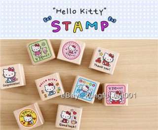 Hello Kitty w Teddy Bear Wooden Rubber Stamp Chop  