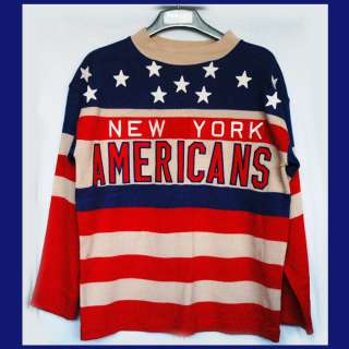 New York Americans custom Vintage Knit Sweater Jersey L Classic Hockey 