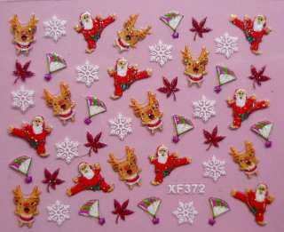   Christmas Tree Snow Design 3D Nail Art Stickers Sheet Decal  