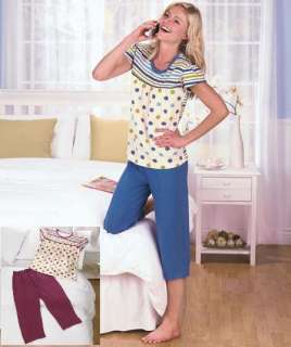 Women Capri Pajamas Fuchsia/Turquoise M/L/XL  