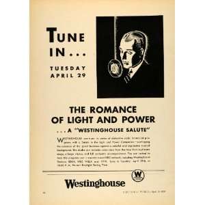 1930 Ad Romance Light Power Salute Westinghouse Radio 