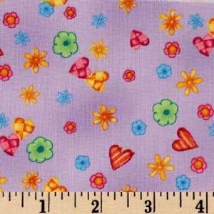  43 Wide Good Vibrations Tossed Posies Purple Fabric By 
