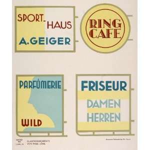  1932 Art Deco Design Advertising Ad Signs Lithograph 