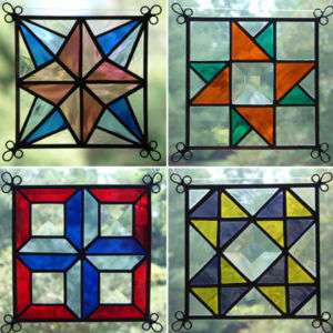 NEW Set of 4 Stained Glass Quilt Pattern Suncatcher 406  