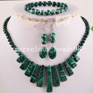 Malachite Necklace Bracelet Earrings Set G4117  