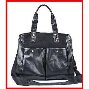 com Canvas+Faux PU Leather Purse Shoulder Messenger Hand Bag Tote Man 