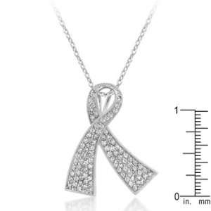   AWARENESS   Cubic Zirconia White Ribbon Pave CZ Necklace Jewelry
