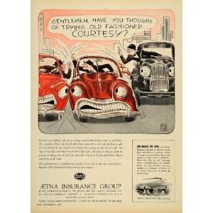 1952 Ad Aetna Insurance Abner Dean Driving Courtesy   Original Print 