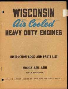 WISCONSIN ENGINE AEN & AENS INSTRUCTION BOOK & PARTS LIST  