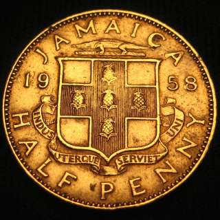 Jamaica  1958 Half Penny KM#36 Elizabeth II LOW MINT 960,000  