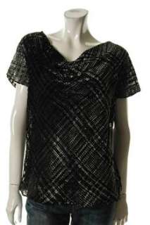 Jones New York Collection NEW Firenze Dress Shirt Black Velvet Top 14 