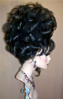 Drag Queen Wig Tall Black Updo French Twist & Curls  