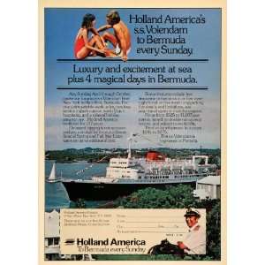  1979 Ad Holland America Cruises Bermuda SS Volendam Ship 