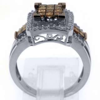 WOMENS CHOCOLATE BROWN CHAMPAGNE DIAMOND ENGAGEMENT PROMISE RING 14K 