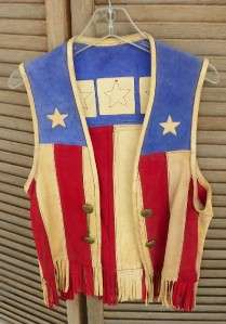 Vintage 1976 Parade Leather Red White Blue Stars Leather Vest Randall 