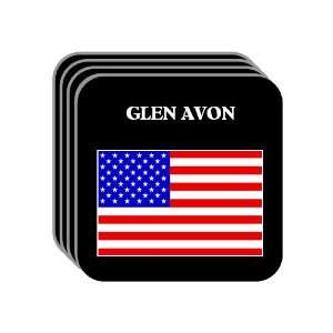 US Flag   Glen Avon, California (CA) Set of 4 Mini Mousepad Coasters