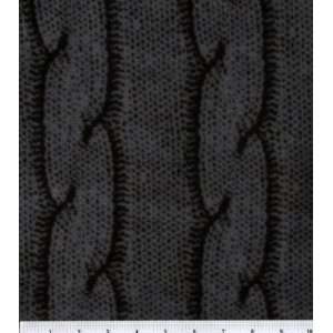  Anti Pill Fleece Fabric Cable Knit Charcoal