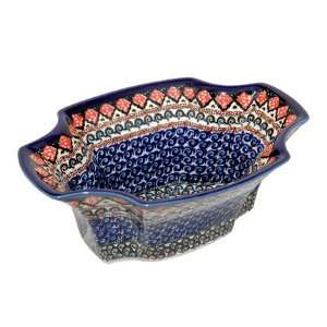    Polish Pottery Blue Horizon Exotic Salad Bowl