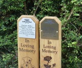 Personalised English Oak Hardwood Memorial Funeral Stake. Butterflies 