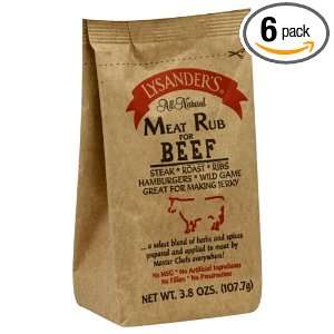 Lysanders Beef Meat Rub, 3.8 Ounce (Pack of 6)  Grocery 