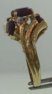 18k yellow gold oval amethyst .09ct diamond VS1 G ring vintage 7.6g 