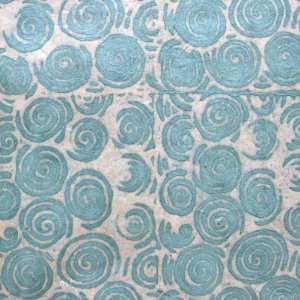  30 Small Blue Spiral Design Batik Print Lokta Wrapping Paper, 1 Sheet