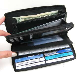   Zipper Leather Credit Card Checkbook Organizer Wallet New #544  